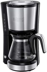 Russell Hobbs Mini Coffee Machine [Shower Head for Optimal Extraction and Aroma] Compact (Max 5 Cups, 0.6 L Glass Jug, Including Permanent Filter, Warming Plate), Compact Filter Coffee Machine, Small