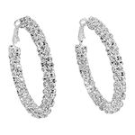 Shiny Large Hoop Earrings for Women Girls Boho Rhinestone Big Wrapped Hoops Dangle Huggie Earring Lightweight Comfortable Sparkle Wedding Christmas Birthday Jewelry Gifts 50mm (Clear CZ)