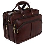 HYATT Leather Accessories 16 Inch 24 litres Capacity Leather Laptop Office Briefcase for Men Upto16 inch Laptop Compartment Dimension-L-16 X H-12 X W-6 Inch Weight-1.4 KG (BROWN)