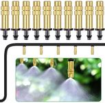 DIY Crafts 10x, Brass Heads, 360°Brass Misting Nozzle Sprinkler for Water Misting Cooling System Nozzle Outdoor Garden Patio Greenhouse Plants Spray Hose Watering (1 (10x, Brass Heads)