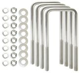 FASTENTRIC (4) 304 Stainless Steel Square U-Bolts 1/2" Diameter x 3-1/16" Inside Width x 7-5/16" Inside Height w/SS LockWashers, Nuts, Washers for Boat & Utility Trailers Fits Dn Over 3" Wide Metal