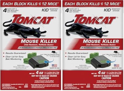 Tomcat Mouse Killer Child Resistant, Refillable Station with Clear Lid for Easy Monitoring, 1 Bait Station and 4 Refills (Pack of 2)