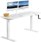 JIN OFFICE Manual Height Adjustable Desk | Premium Standing Desk with Hand Crank | 80 kg Weight Capacity | White Frame with White Table Top | (1200 x 750 mm Top)