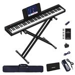 OYAYO Digital Piano 88 Weighted Keys with Stand, Touch Sensitivity Electric Piano Keyboard with Bluetooth MIDI Function, Sustain Pedal, Full Size Portable Piano Keyboard for Children and Adults