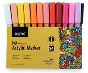 BRUSTRO Acrylic (DIY) Fine Tip Marker Set of 24 - Basic 0.8MM, for Craftworks, School Projects, and Other Presentations