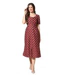 Jwalin Women’s A-Line Midi Dresses (JWWDRS00120 MRN XL_Maroon_XL)