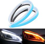 ANYTOP LED Headlight Surface Strip Tube Light, 24" Inch DRL White & Amber Daytime Running Light Switchback Sequential Turn Signal Light Universal Flexible LED Lamp Strip(White & Amber)