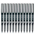 Pilot Hi-Tecpoint V5 0.5mm Extra Fine Point Pure Liquid Ink Roller Ball Pen | Black Ink, Pack Of 12