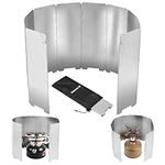 Navaris Foldable Camping Cooking Windshield 10pcs - Portable Camp Stove Windscreen Enhances Efficiency - Durable Aluminum Grill Wind Shield Blocker for Picnics BBQ & Backpacking