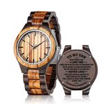 to My Son Gifts from Mom Dad - Personalized Engraved Wooden Watches for Men, Customized Birthday Graduation Christmas Gifts for Son