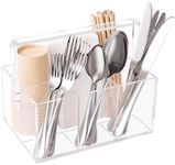 Utensil Holder Silverware Caddy Countertop Cutlery Organizer For Napkins Flatware Spoon Fork Knife For Picnic Party Plastic Acrylic