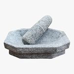 EZAHK Heavy Duty Kalvam Grinding Stone and Mortar Pestle Set for Herbs (Grey, Large Size, 10 x 6 Inch