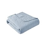 Madison Park Madison Park Luxe Quilted Throw Blanket - Damask Stitching Design, Cotton Filled Spread, Ultra Soft, Cozy Bedding for Living Room Couch, Sofa, Bed, 60x70, Piping Borders Blue