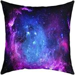 Purple Galaxy Throw Pillow Cover 18x18 Set of 1, Kids Teens Girls Boys Starry Sky Pillow Cover Space Universe Star Design Cushion Cover, Soft Breathable Microfiber Home Decorative Pillow Cover