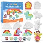 Funto Paint Your Own Unicorn Painting Kit, 13 PCS Arts and Crafts Set for Kids, STEAM Projects Creative Activity DIY Toys Gift for Boys & Girls Age 3+, with 6 Figurines, 6 Paint Pots, 1 Brush