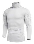 COOFANDY Men's Casual Slim Fit Turtleneck T Shirts Lightweight Basic Cotton Pullovers White