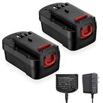 Powerextra 3.7Ah 18V Ni-MH Battery and Charger Compatible with Black and Decker HPB18 244760-00 A1718 HPB18-OPE A18 Firestorm FS180BX FS18BX FS18FL FSB18 (2 Batteries and 1 Charger)