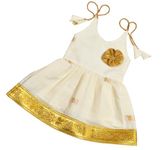 Sathiyas Baby Girls Onam Special Kerala Cotton Dress (3-6 Months, SmallJari)