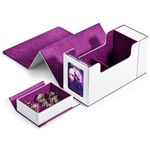 MTG Commander Deck Box with Display Window,Card Deck Box with Dice Tray & 35pt Card Brick,Fits 200 Double-Sleeved Cards-White&Purple