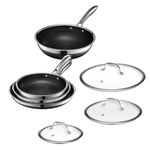 HexClad 7-Piece Hybrid Stainless Steel Cookware Set with Lids and Wok - Induction Ready, Easy to Clean Non Stick Fry Pan with Covers