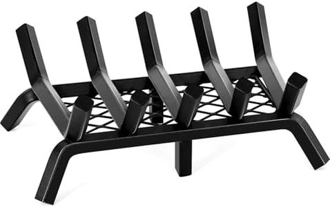 Fireplace Grates with Ember Retainer - 17 Inch Fireplace Log Grate, Firewood Wood Log Holder Rack, Inside Wrought Cast Iron Fire Grate for Hearth Indoor Outdoor Camping