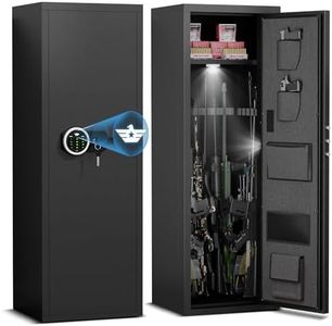 silkight Gun Safe for Rifle and Pistols, 7-8 Large Unassembled Gun Safes for Rifle and Shotgun, Shotgun Rifle Gun Safe with Backlit Keypad & Mute Function, Removable Shelves & Handgun Pocket