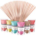 Misskandy-Candy Floss Sugar Pack (6 * 160g) (strawberry, apple, marshmallow,piña colada,cola, raspberry) Use in Cotton Candy Maker +20 Sticks of 28cm