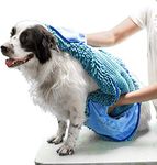 Tuff Pupper Quick Dry Towel for Dogs | Ultra Absorbent Microfiber Shammy | Extra Large 35x85cm Size for All Breeds | Comfortable Hand Pockets | Indoor Outdoor Use | Durable Material | Machine Washable
