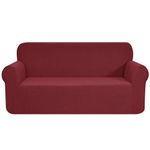 CHUN YI Loveseat Cover 2 Seater, 1 Piece Stretch Arm Chair Sofa Cover 2 Seat, Universal Couch Cover Washable, Furniture Protector Jacquard Slipcover Fitted for Dogs Pet(Medium, Wine/Red)