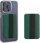 kwmobile Card Holder for Smartphones (Set of 2) - Stick On Wallet for Back of Phone or Case with Hand Strap - Dark Green