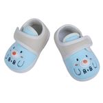 BabyMoo Smiling Bear Face Soft Sole Anti-Slip Unisex Booties, Blue Color, for Baby Boy and Girl, 3-6 Months - Ideal First Walking Shoes, Comfortable and Stylish Booties for Infants and Toddlers