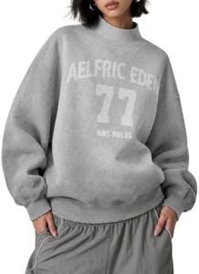 Aelfric Eden Unisex Oversized Mock Neck Sweatshirt with Hidden Pockets Grey