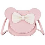 Little Girl's Bowknot Shoulder Bag Handbag, Cute Mouse Ear Bow Crossbody Purse, PU Shoulder Handbag for Kids Girls Toddlers (Pink)