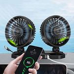 DEEYOTA Double Head Car Fan Auto Fan Cooling Fan for Car with USB Charge Air Circulation Fan for Car/SUV with 2 USB Charge Ports Fixed in The Dashboard (5V)