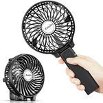 EasyAcc Handheld Fan, Handheld Electric Fans Mini Portable Hand Held Fan with 3 Speeds Rechargeable 2600mAh Battery Foldable Handle Desktop for Home Travel - Black