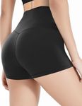 Spandex Shorts for Women High Waisted Yoga Booty Shorts Workout Biker Exercise Lounge Wear Home Cheerleader Dance Volleyball Outfits Safety Shorts for Under Dresses Skirt 2.5 3 Inch Pants Black