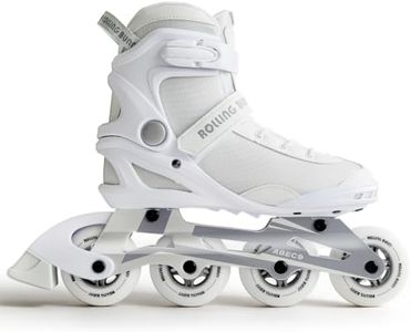 RollingBunny Inline Skates PRO for Adult Women - ABEC-9 Bearing with Breathable Lining for Male Female, Optional Brake, Size W 6-9, White