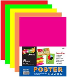 BAZIC Products Poster Board 11" X 14" Assorted Neon Colored Poster Board Paper for School Craft Project Presentation Drawing Graphic Display (5/Pack), 48-Packs