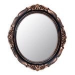 Eaoundm 33.5 x 37.5 cm Decorative Wall Mirror,Vintage Hanging Mirrors for Bedroom Living-Room Dresser Decor Oval (vintage gold)