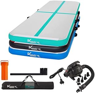 KM Fit - Tapis de gymnastique gonflable Airtrack - 3 m - Vert menthe - Avec sac de transport, pompe à air électrique et kit de réparation - Résistant aux UV - Tapis de yoga, tapis d'entraînement