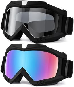 Dirt Bike Goggles, Motorcycle Goggles, 2 Pack ATV Goggles, Riding Goggles, Ski Goggles, Windproof Glasses, Racing Helmet Goggles for Adults Men Women Youth (Colorful + Gray)