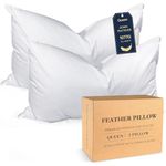 BHZ Goose Down Feather Pillows Queen Size Set of 2, Hotel Collection Bed Pillows for Sleeping Medium Firm Soft Support Pillow for Side and Back Sleepers
