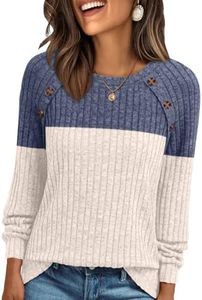 AUTOMET Womens Long Sleeve Tshirts Casual Tunic Work Tops Winter Plus Size Sweaters Date Night Outfit 2026 Dressy Blouse Blue Apricot 2XL