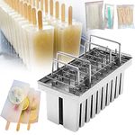 ZXMOTO 20pcs 105ml Per Mold Industrial Stainless Steel Ice Lolly Popsicle Molds Commercial Popsicle Mold Ice Cream Stick Holder