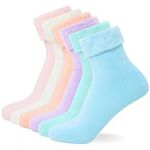 FM London (6-Pack) Extra Warm Women’s Super Soft Thermal Bed Socks in Pastel Colours (Size:UK 4-8) - Fluffy Socks Womens Ideal for Cold Evenings - Fleece Lining, Cosy, Comfortable