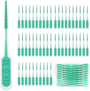 Maoerdental 200PCS Interdental Brush with Soft Rubber Handle,Disposable Dental Picks for Teeth Cleaning,Dental Picks with Convenient PP Case (Green)