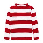 Moon Tree Toddler Boys Long Sleeve Striped Tshirts for Boys Casual Cotton Shirts Kids Pullover Tees Tops for Boys Girls Red White 3T