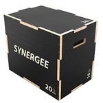 Synergee 3 in 1 Non-Slip Wood Plyometric Box for Jump Training and Conditioning. Wooden Plyo Box All in One Jump Trainer. Size - 24/20/16