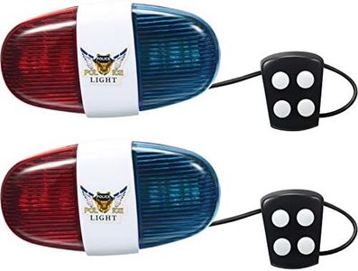 2 Pieces Bicycle Police Sound Lights 6 LED Lights 4 Sounds Trumpet Cycling Horn Bell Warning Safety Bicycle LED Light Waterproof Bike Lights