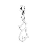 ZooWoo 925 Sterling Silver Cat Silhouette Charm: Lobster Claw Clasp Clip-On for Bracelets and Necklaces, Sterling Silver, No Gemstone